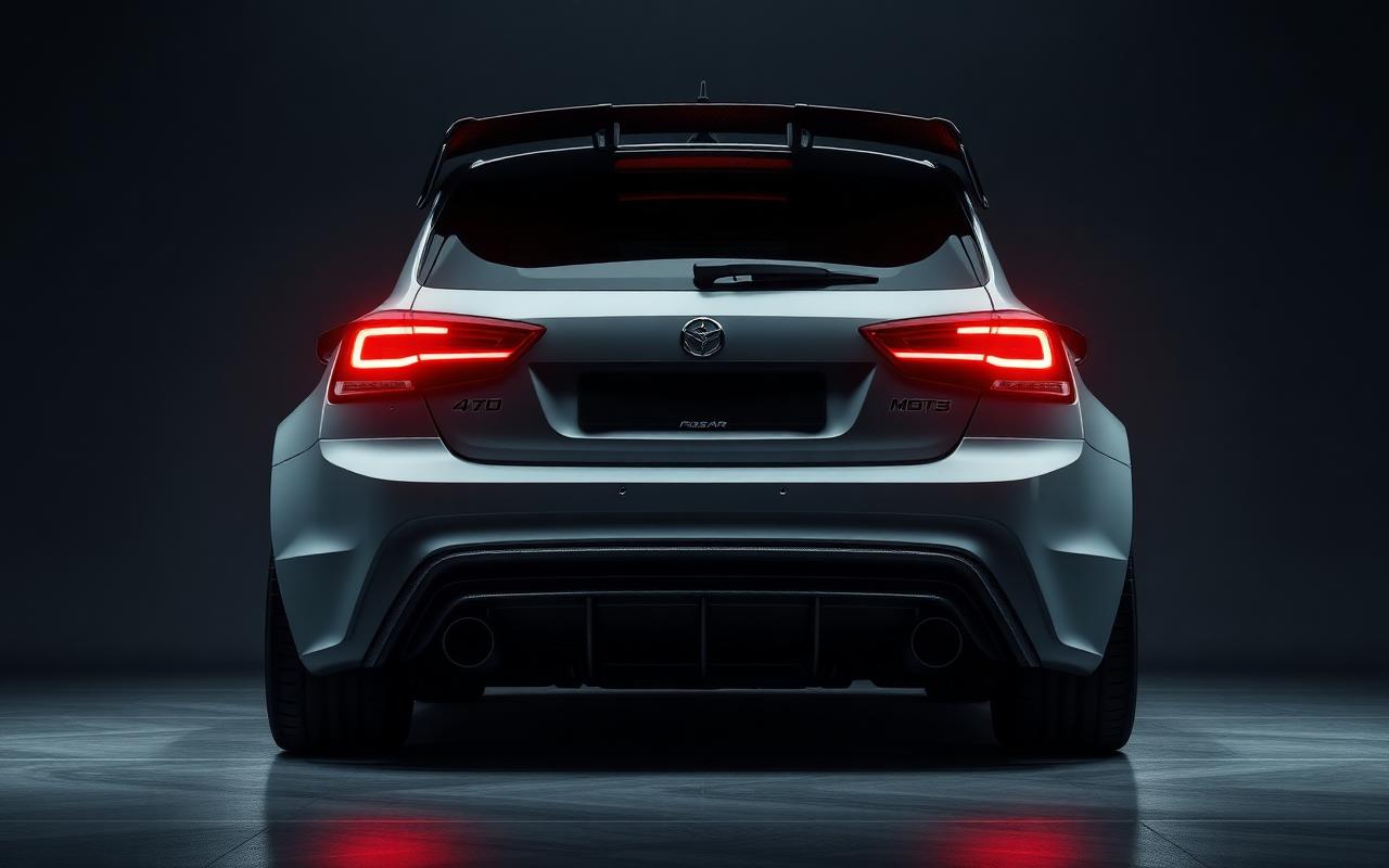 Honda Civic (EG–FK8) rear three-quarter view with GT wing — CFGMOD carbon fiber and fiberglass modification