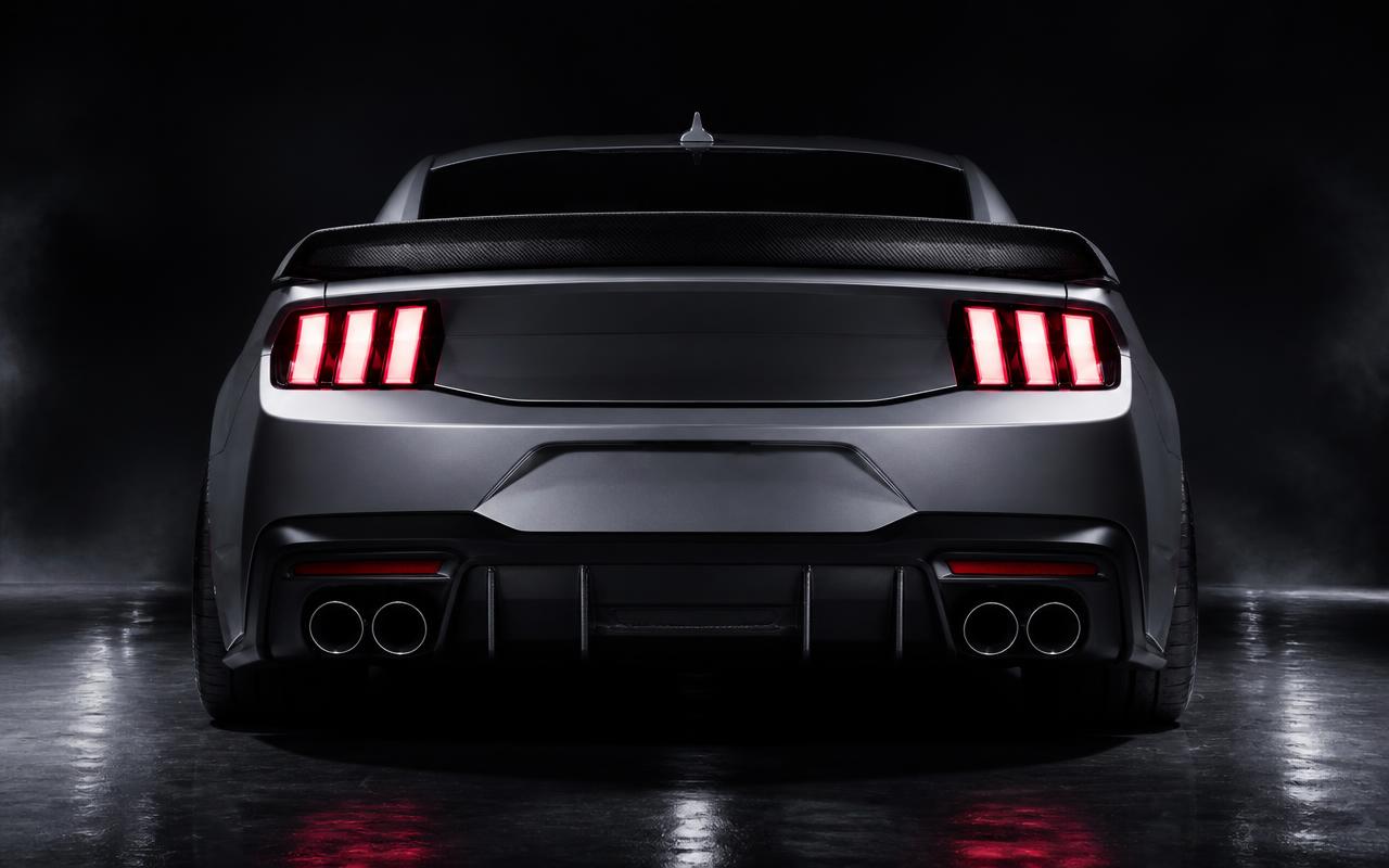 Dodge Challenger SRT rear three-quarter view with GT wing — CFGMOD carbon fiber and fiberglass modification