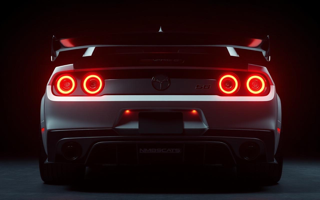 Dodge Challenger SRT rear three-quarter view with GT wing — CFGMOD carbon fiber and fiberglass modification