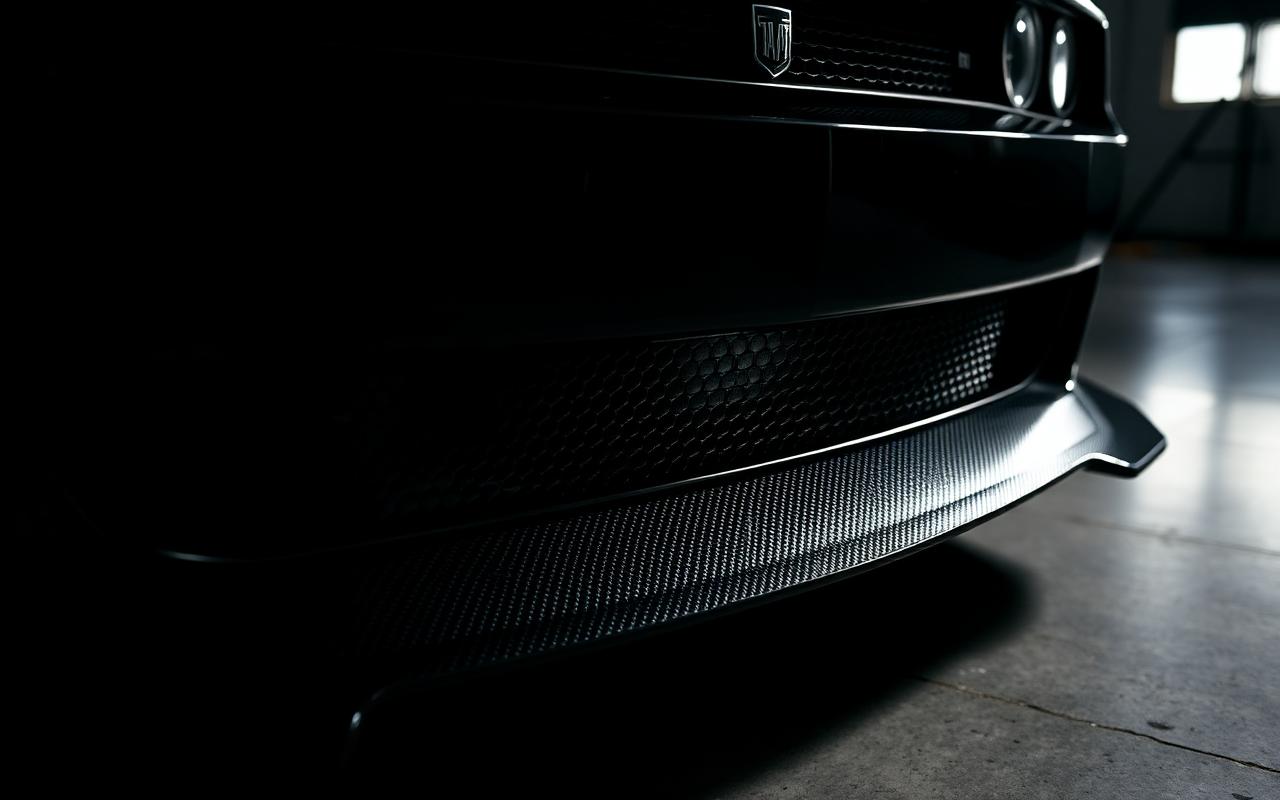 Dodge Challenger SRT carbon rear wing and diffuser detail — CFGMOD carbon fiber and fiberglass modification