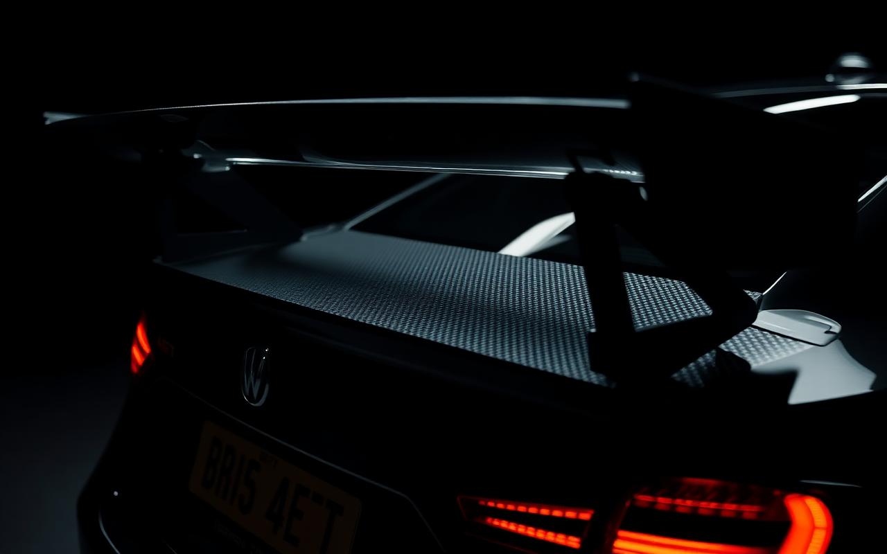 Lancer Evolution X carbon rear wing and diffuser detail — CFGMOD carbon fiber and fiberglass modification
