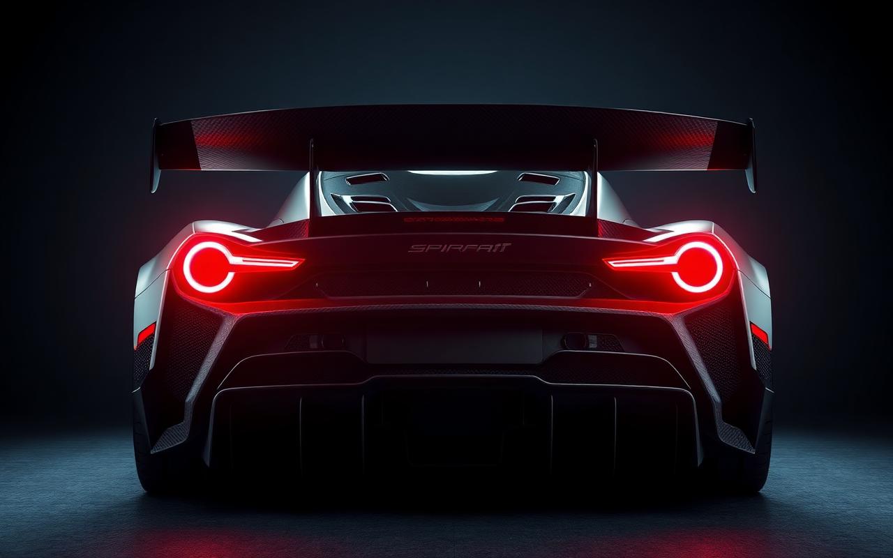 Ferrari F430 rear three-quarter view with GT wing — CFGMOD carbon fiber and fiberglass modification