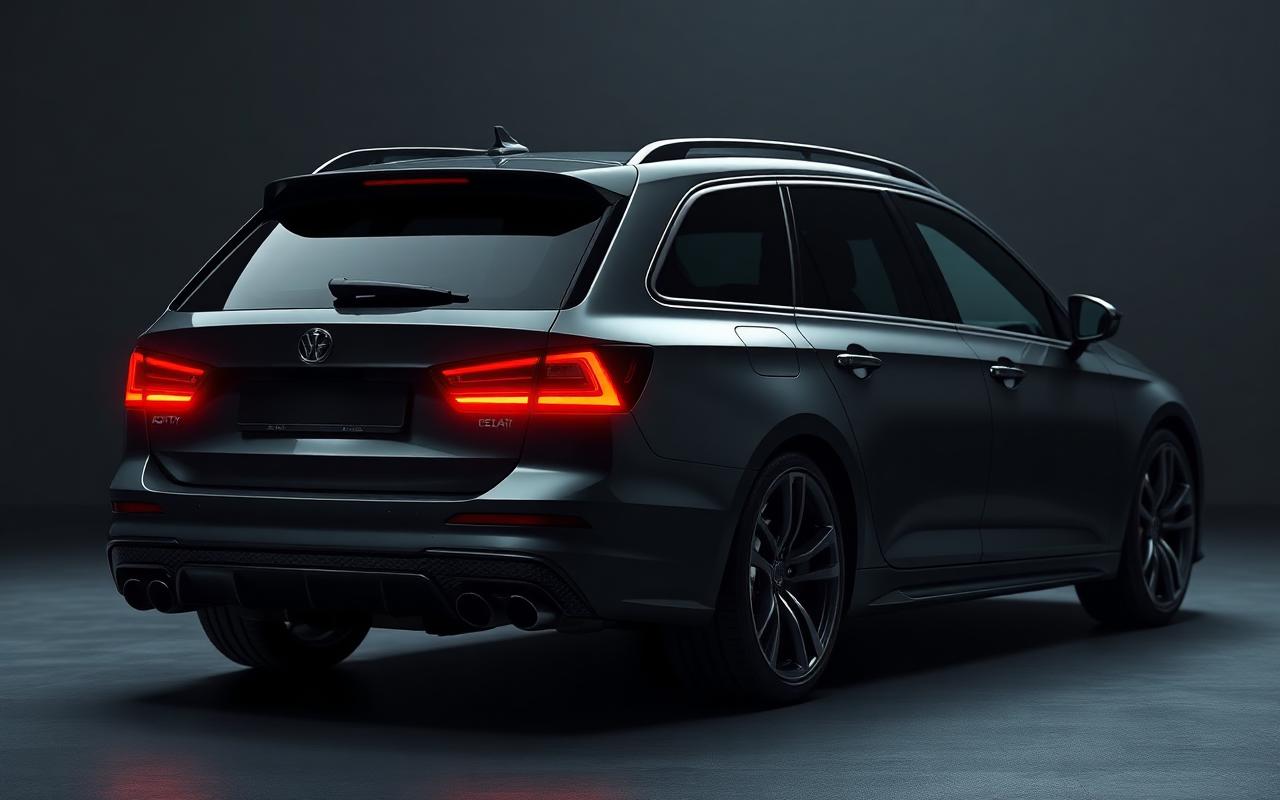 Volvo V70 / V70 R rear three-quarter view with GT wing — CFGMOD carbon fiber and fiberglass modification