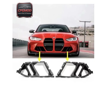 Dry Carbon Fiber R44 Design Front Fog Lamp Grille Trim for BMW 2020+ M3 M4 G80 G82 Modification Accessories