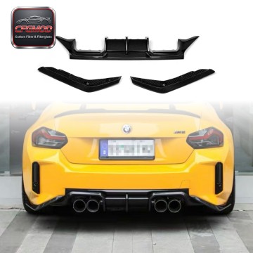 2022+ BMW M2 G87 TRE Style Dry Carbon Fiber Rear Diffuser Lip Side Winglets