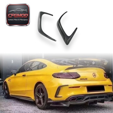 Real Carbon Fiber Rear Bumper Side Air Vent Canards Spats for Mercedes W205 C63 Real Carbon Fiber Rear Bumper Side Air Vent Canards Spats for Mercedes W205 C63