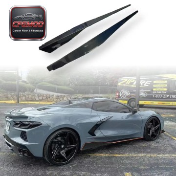 Dry Carbon Fiber Aerodynamic Side Blades Splitters for Chevy Corvette C8 2020-2024+