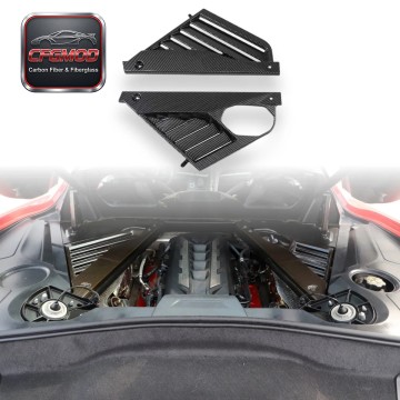 Dry Carbon Fiber Engine Bay Cover Trim Panels for Chevrolet Corvette C8 Z51 Z06 2020+