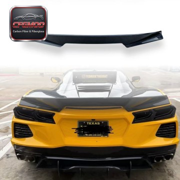 For Chevrolet Corvette C8 2020+ Carbon Fiber Rear Ducktail Spoiler Rear Wing Trunk Lip