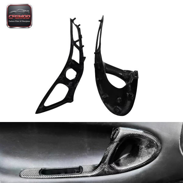 2000-2002 RX7 FD3S RHD Inner Door Handle Replacement Interior Kits Left and Right Sides Carbon Fiber Black Polished