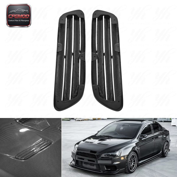 Carbon Fiber EVO X EVOLUTION 10 OEM STYLE HOOD VENTS (pair) CF