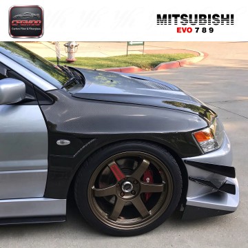 Carbon Fiber Evolution EVO 7 8 9 Front Fenders (10mm Wider) (Pair) CF
