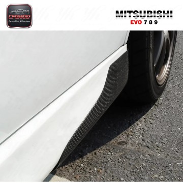 Carbon Fiber CF Side Skirt Addon Spat Extension Corner for 2001-2007 Lancer Evolution EVO 7 8 9