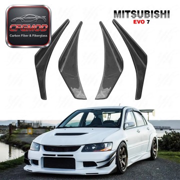 Carbon Fiber OEM Front Bumper 4pcs Splitter Front Bumper Canardsfor Evolution Evo 7 CF