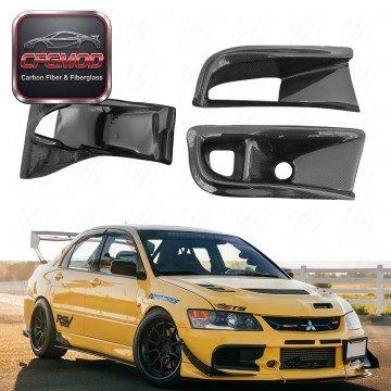 VS Style Carbon Fiber Front Bumper Air Duct Oil Cooler Guide 3Pcs Set for Mitsubishi Lancer Evolution EVO 8 CT9A