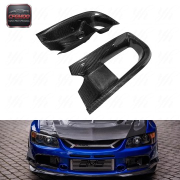 For 2006-2007 Lancer Evolution 9 RA Style Front Bumper Oil Clean Guide & Air Duct Carbon Fiber Black