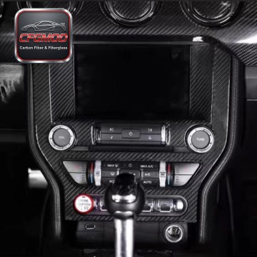 Adhesive Dry Carbon Stereo Radio Panel Cover for Ford Mustang 2015-2023 Interior Modification Parts