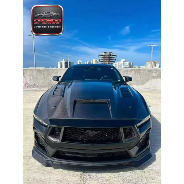 TF Style Vented Carbon Fiber Engine Hood Bonnet for 2024+ Ford Mustang S650 Tuning Parts TF Style Vented Carbon Fiber Engine Hood Bonnet for 2024+ Ford Mustang S650 Tuning Parts
