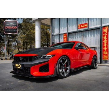 SC Style Metal Mold Dry Carbon Fiber Front Bumper Lip Splitter for 2024+ Ford Mustang S650