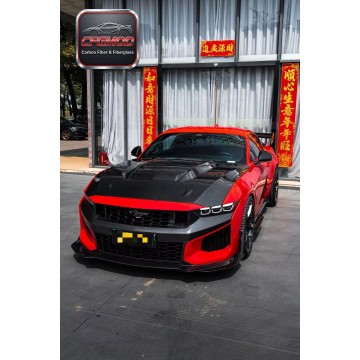 SC Style Dry Carbon Fiber Front Engine Hood Bonnet for 2024+ Ford Mustang S650