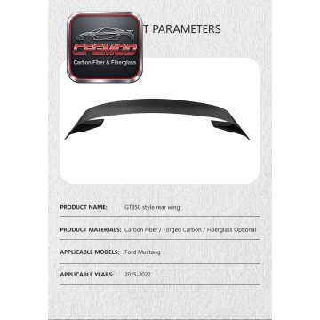 For Ford Mustang GT350 Carbon Fiber Rear Wing Spoiler Aero