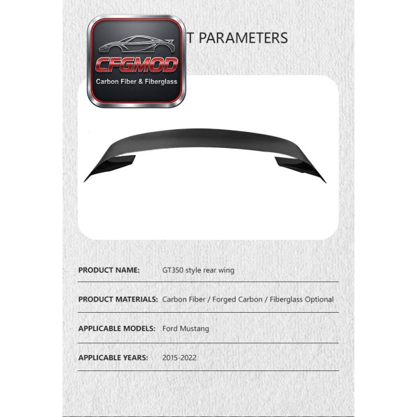 For Ford Mustang GT350 Carbon Fiber Rear Wing Spoiler Aero