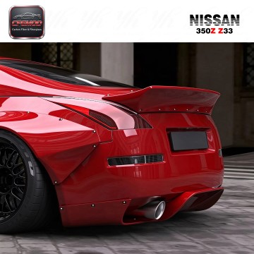 High Quality Carbon Fiber Black Ducktail Light Weight for 02-05 Nissan 350Z Z33 Rocket Bunny RB Style Rear Diffuser 3Pcs