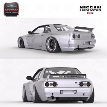 For Nissan Skyline R32 GT-R Rocket Bunny Pandem Style Carbon Fiber FRP Ducktail Rear Wing Spoiler