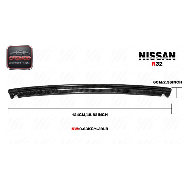NI Style Carbon Fiber Rear Bootlid Trunk Lip Spoiler Wing for 1989-1994 Skyline R32 GTS/GTR