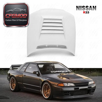New High Quality for R33 GTS Spec 1 Glass Fiber Engine Dmax Hood Black/White Gel Coat Retrofit/Upgrade