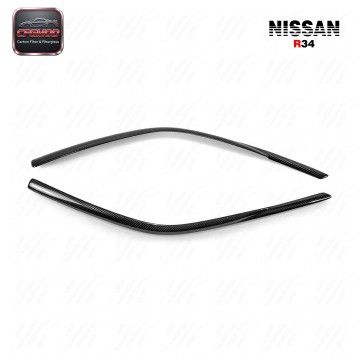 Carbon Fiber Car Wind Deflector (Pair) 2Pcs Black for Nissan Skyline R34 GT-R with Easy Installation
