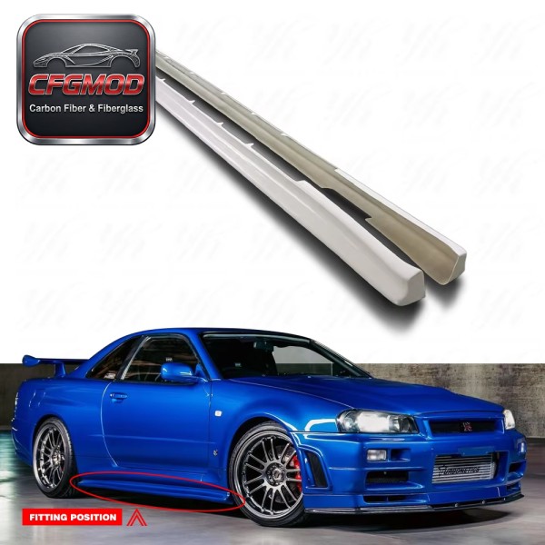 Glass Fiber Side Skirt Extension Spat Extension Addon 189cm Fit for FRP 1999-2002 Skyline R34 GTR NI Style
