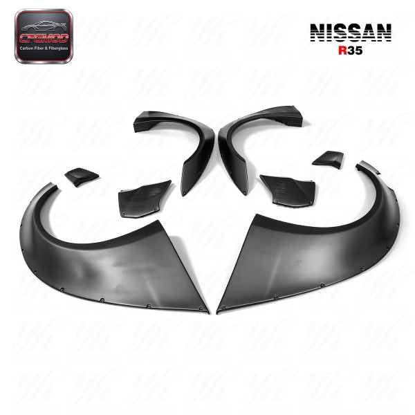 For 08-14 Skyline R35 GTR GTR35 Liberty Walk Style 8 PCS Glass Fiber Front & Rear Fender