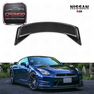 CFGMOD Brand High Quality New Black Skyline R35 GTR OEM Rear Spoiler Trunk Wing with Brake Light Lamp Position Carbon Fiber