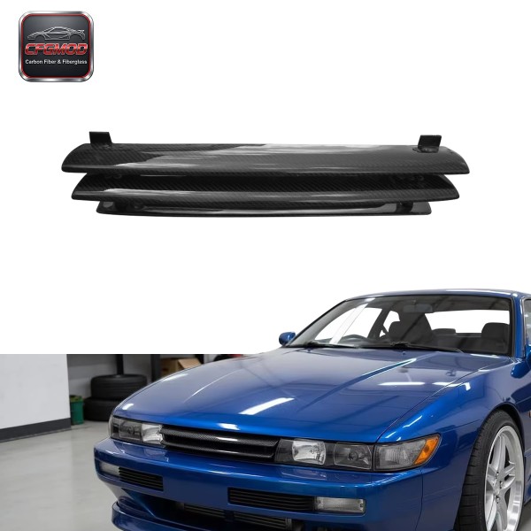 S13 Silvia GTR Front Grill CF Carbon Fiber Black 100% Fitment