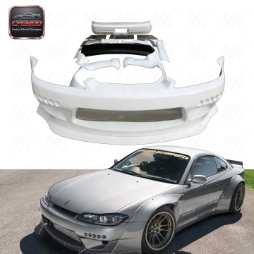 CFGMOD High Quality S15 Silvia Rocket Bunny Front Bumper Lip Fender Diffuser Spoiler FRP Fiber Glass Perfect Fitment Screw