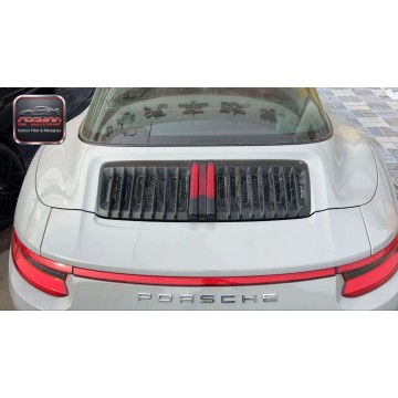 992 Style Carbon Fiber and Primer Rear Engine Grille with Mesh for Porsche 911 991.1 Upgrade Decklid Tuning Parts