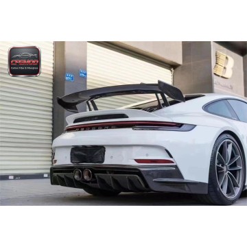 GT3 Style Dry Carbon Fiber Rear Wing Spoiler with Decklid for Porsche 911 992.1 Carrera Trunk Hood Tuning Parts
