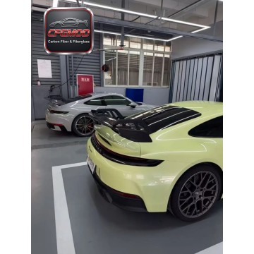 GT3 Style Dry Carbon Fiber Rear Wing Spoiler with Vertical Light for Porsche 911 992.1 Carrera Trunk Decklid Tuning Parts