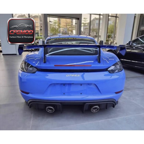 GT4 Style Dry Carbon Fiber Rear Lip Diffuser for 2016+ Porsche 718 Cayman Boxster Rear Bumper Splitter Tuning Parts