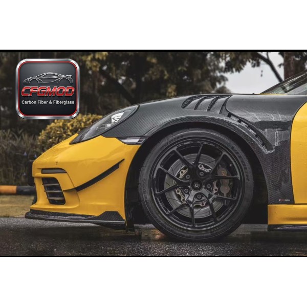 GT4 RS Style Dry Carbon Fiber Front Fenders with Vents for Porsche 718 Boxster Cayman Tuning Parts