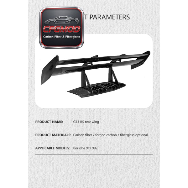 For Porsche 911 992 GT3 RS Carbon Fiber Rear Bumper Aero Wing Spoiler For Porsche 911 992 GT3 RS Carbon Fiber Rear Bumper Aero Wing Spoiler