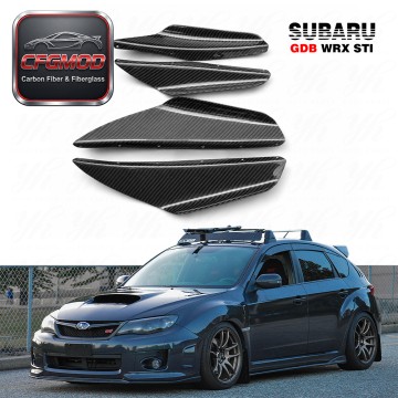 Black 2002-2005 Impreza GDB WRX/STI Style Carbon Fiber Front Bumper Canard 4Pcs