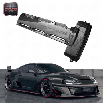Glossy Carbon Fiber Engine Ignition Plug Valve Cover Trim for Toyota Supra MK4 1993-1998 2JZ NON-VVTI Twin Tu