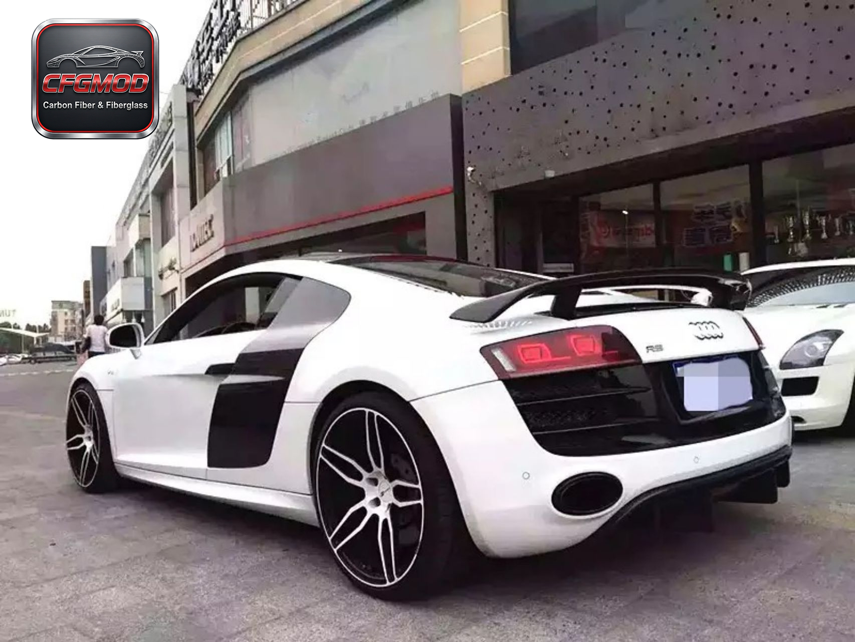 For Audi R8 2010-2015 V8 V10 Carbon Fiber Double Deck GT Style Rear Wing Spoiler — 3