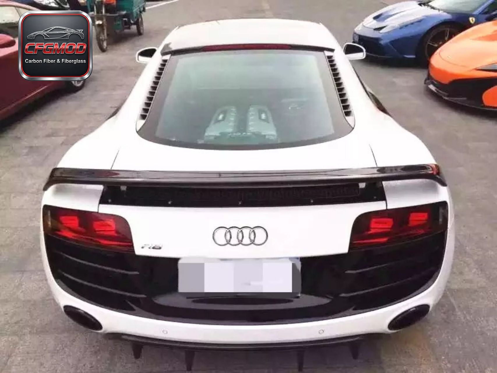 For Audi R8 2010-2015 V8 V10 Carbon Fiber Double Deck GT Style Rear Wing Spoiler — 5