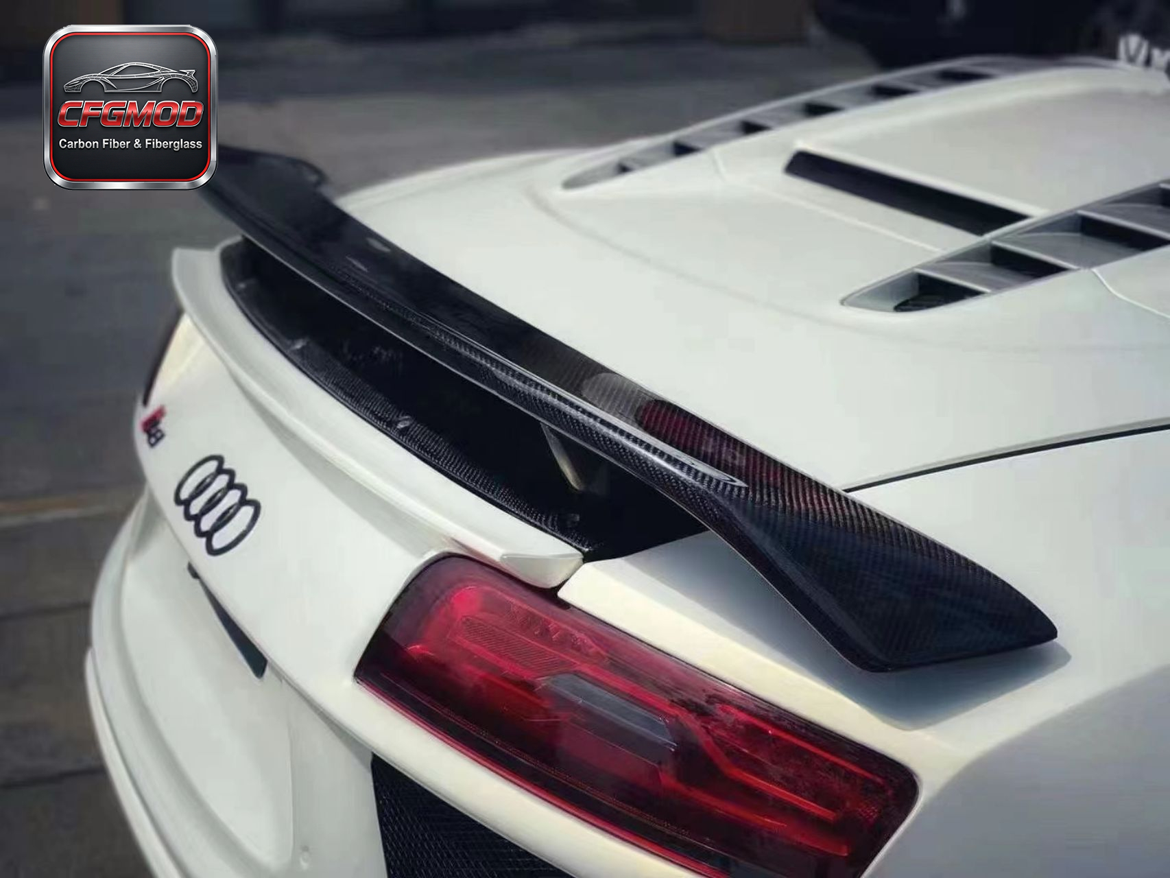 For Audi R8 2010-2015 V8 V10 Carbon Fiber Double Deck GT Style Rear Wing Spoiler — 6