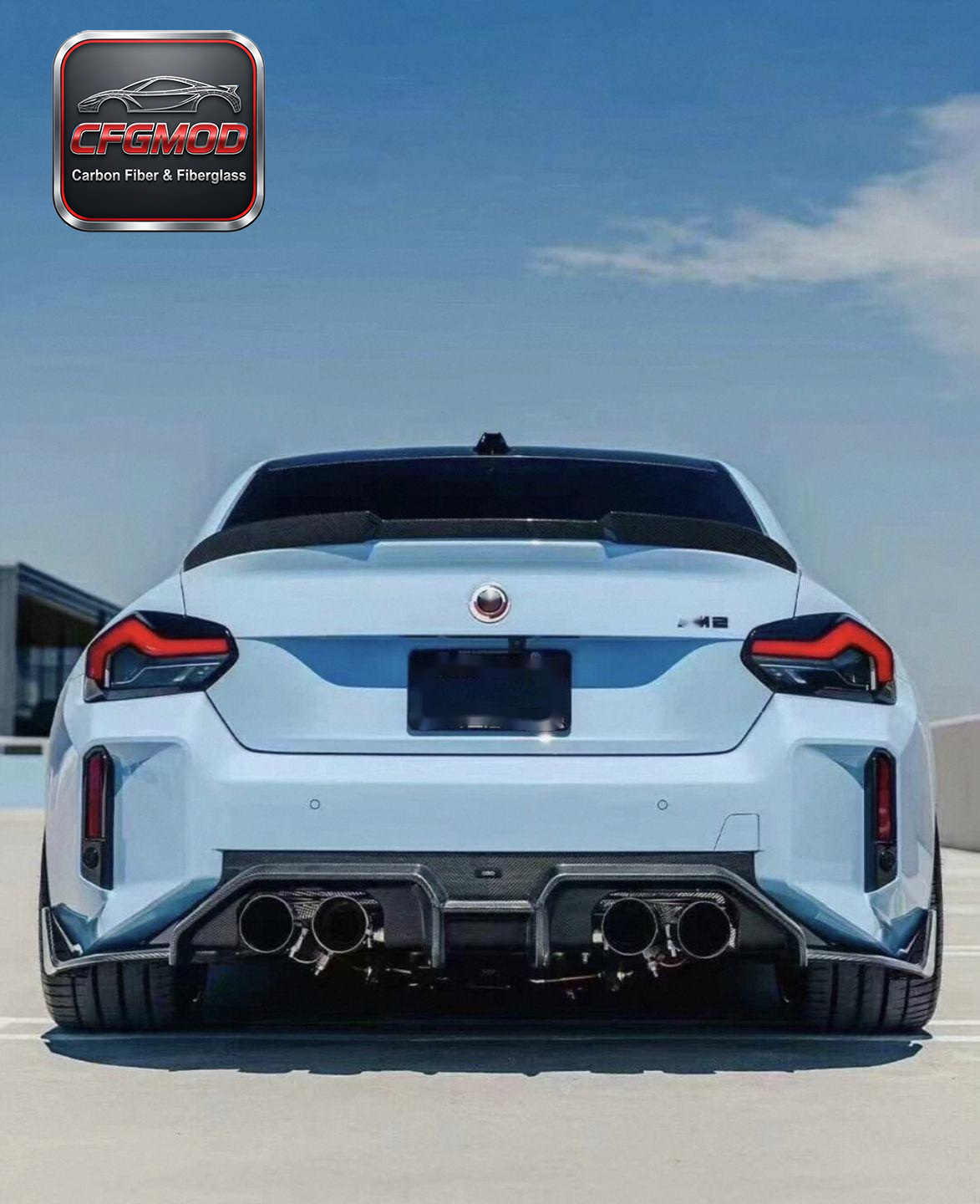 2022+ BMW M2 G87 AR Style Dry Carbon Fiber Rear Lip Diffuser — 1