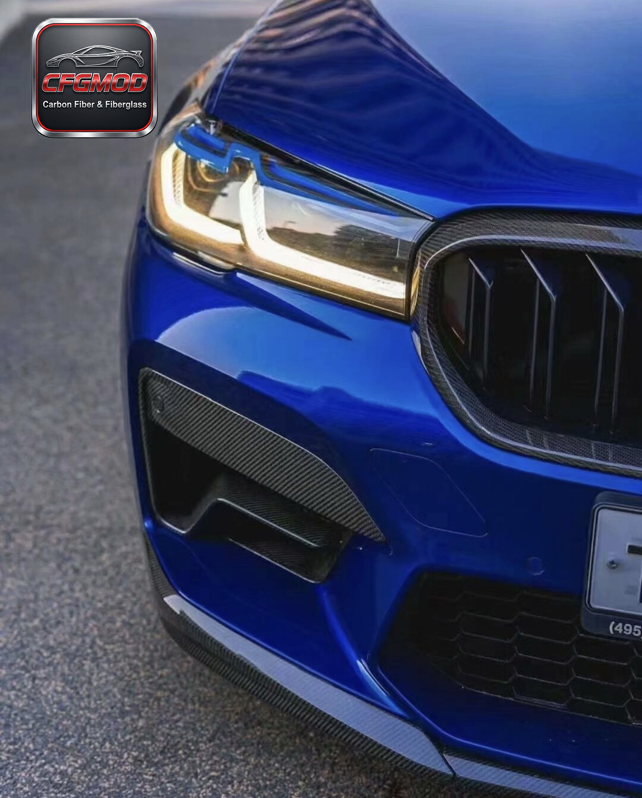 2018-2023 BMW 5 Series G30 G38 M5 F90 V Style Dry Carbon Fiber Hood Bonnet — 2