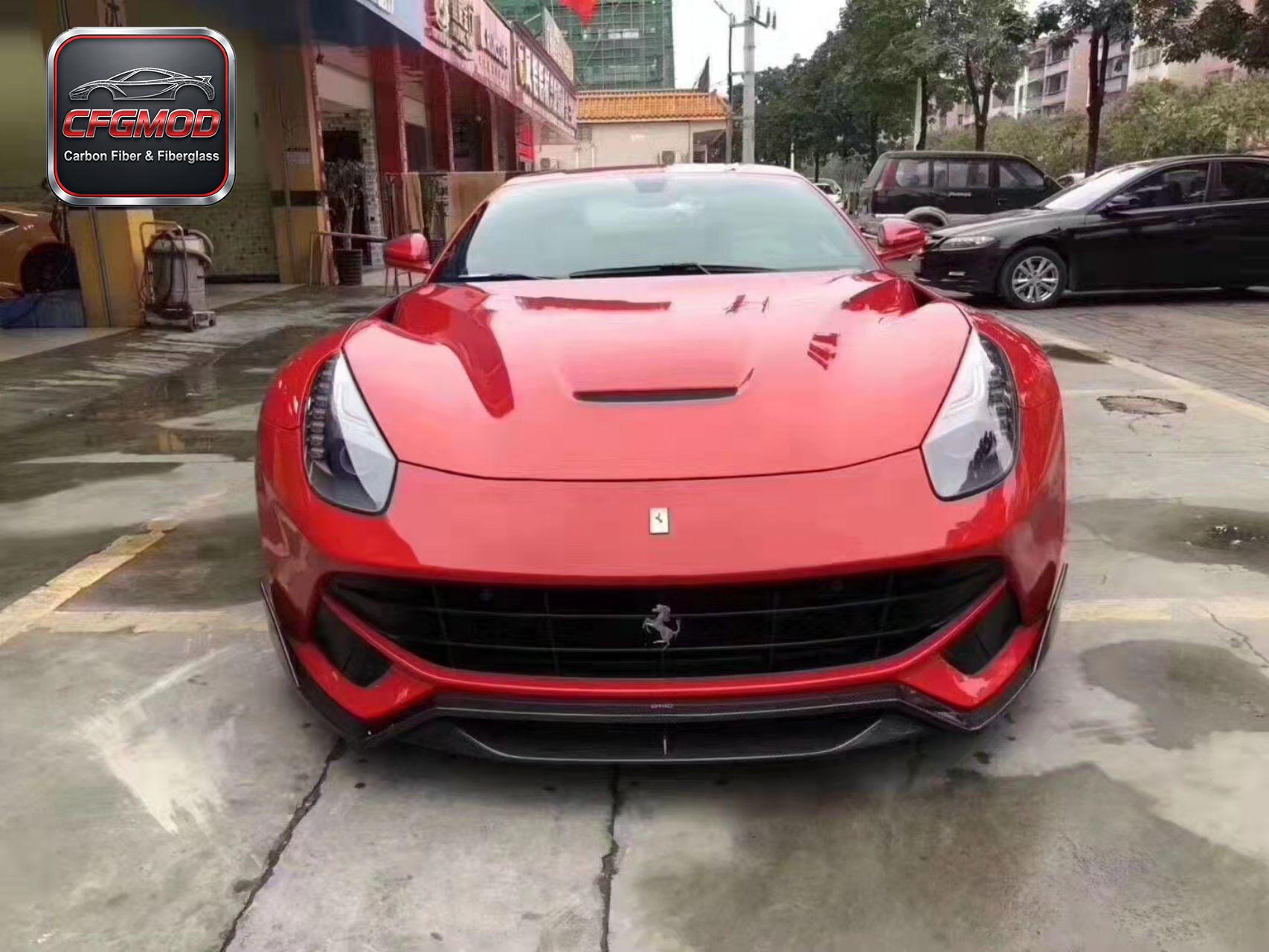 For Ferrari F12 Berlinetta 2012-2017 DMC Style Carbon Fiber Hood Vent Insert Trim — 2